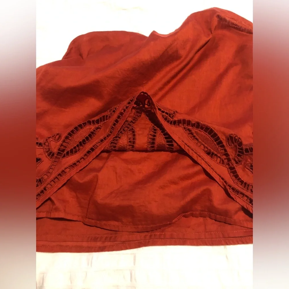 Banana Republic Orange Red Embroidered Strappy Sleeveless Summer Top v neck - Picture 7 of 10